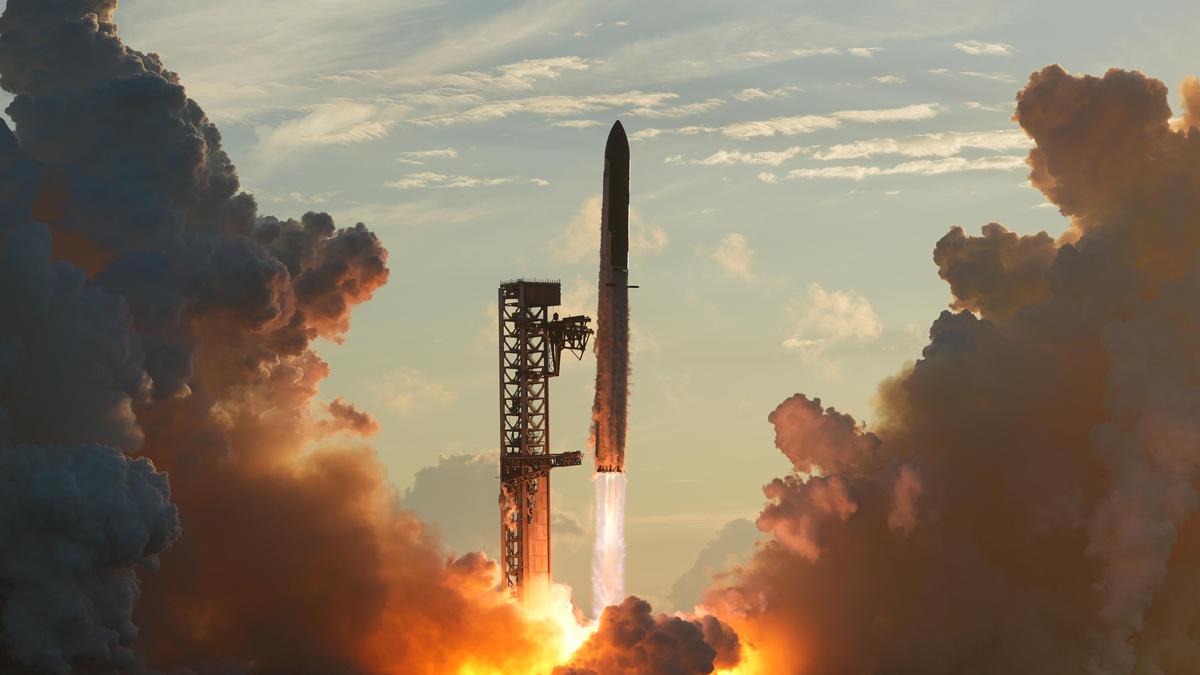 SpaceX's Starship megarocket lifts off from the Starbase facility in Boca Chica, Texas, achieving orbit for the first time.