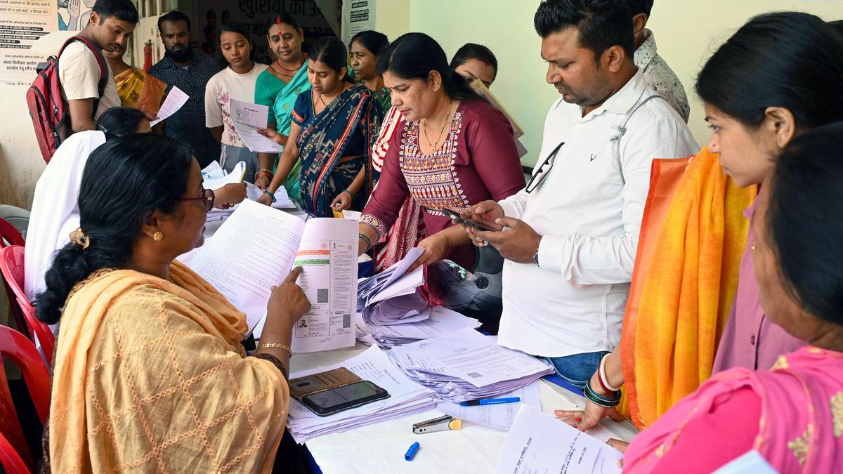 Citizens reviewing documents during the special intensive revision of voter lists, which the Election Commission has extended in Andhra Pradesh and Meghalaya.