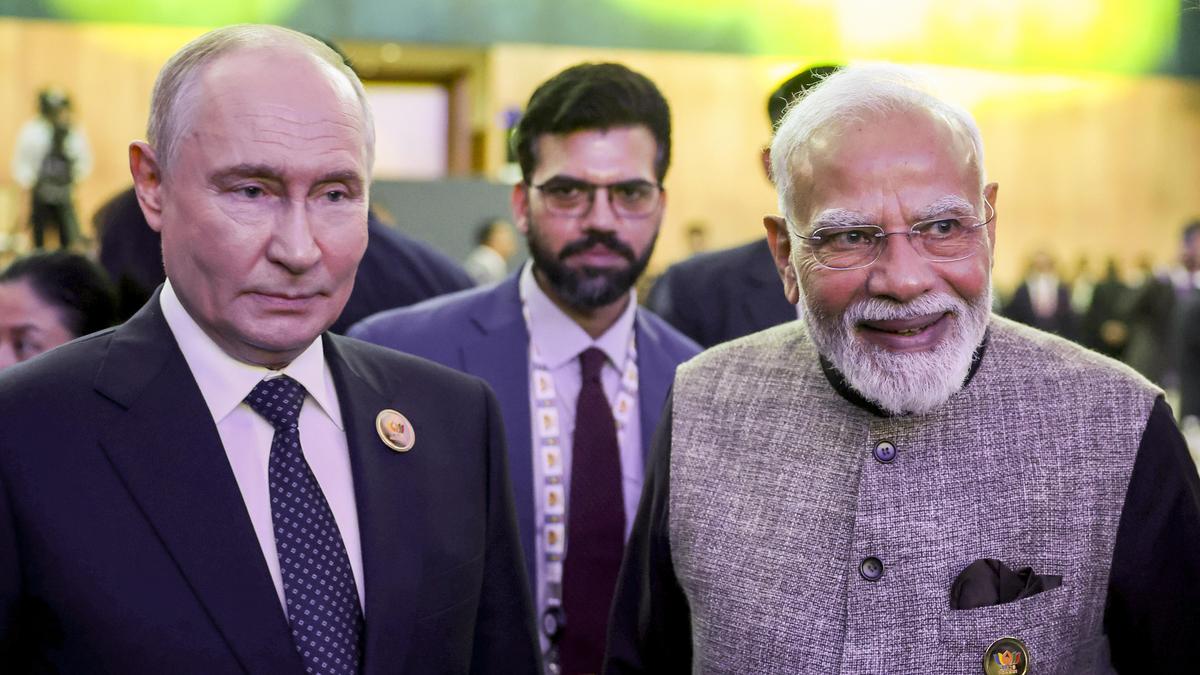 Russian President Vladimir Putin and Prime Minister Narendra Modi, whose diplomatic efforts and proposals for ending the Ukraine conflict were praised by Putin.