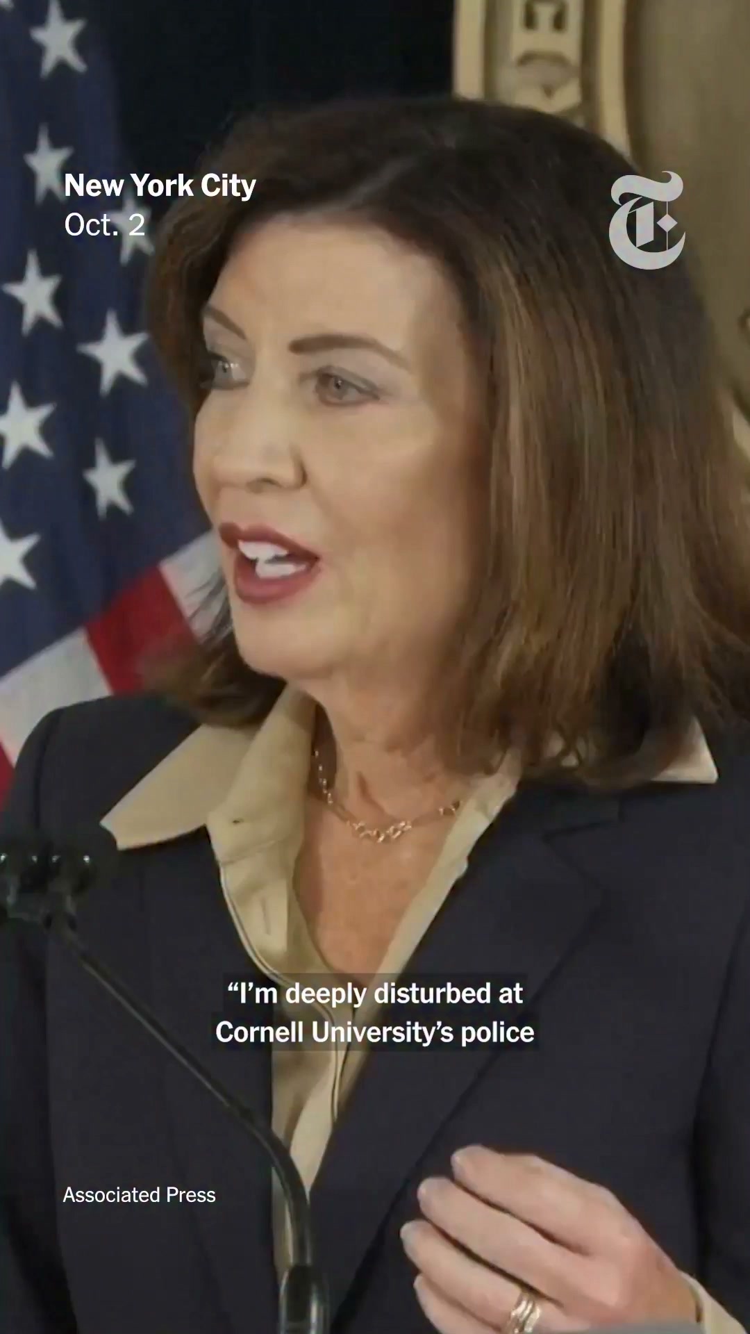 New York Governor Kathy Hochul speaks about the handling of the 2024 Cornell University rape investigation.